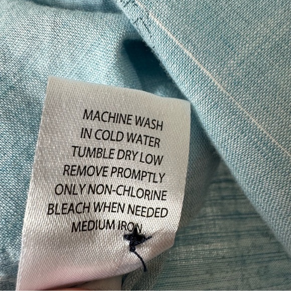 NWT Flag & Anthem Brownell Blue Cotton Tropical-Print Button-Down Shirt Size L - Picture 7 of 10